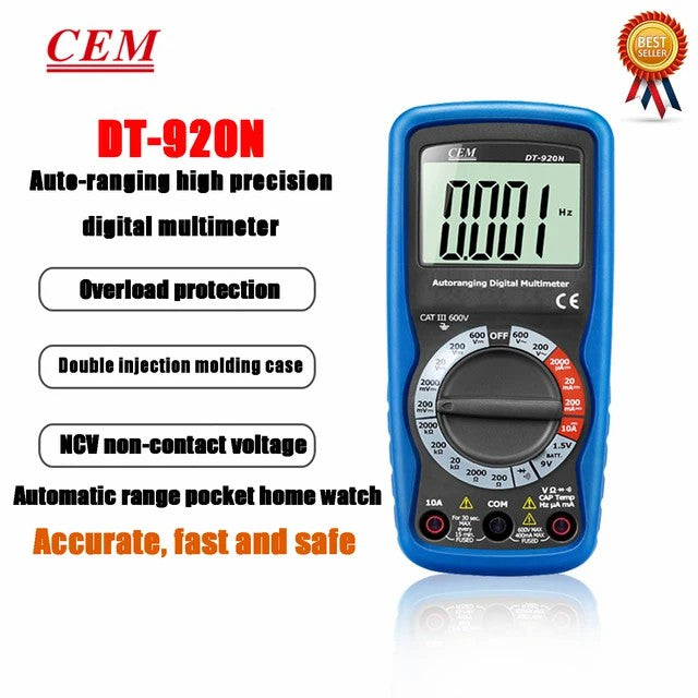 CEM DT-920 DT-920N DT-921 DT-922 Digital Multimeter Digital Display High-Precision Full Range Protection Intelligent Anti-Burn CEM DT-920 DT-920N DT-921 DT-922 Digital Multimeter Digital Display High-Precision Full Range Protection Intelligent Anti-Burn